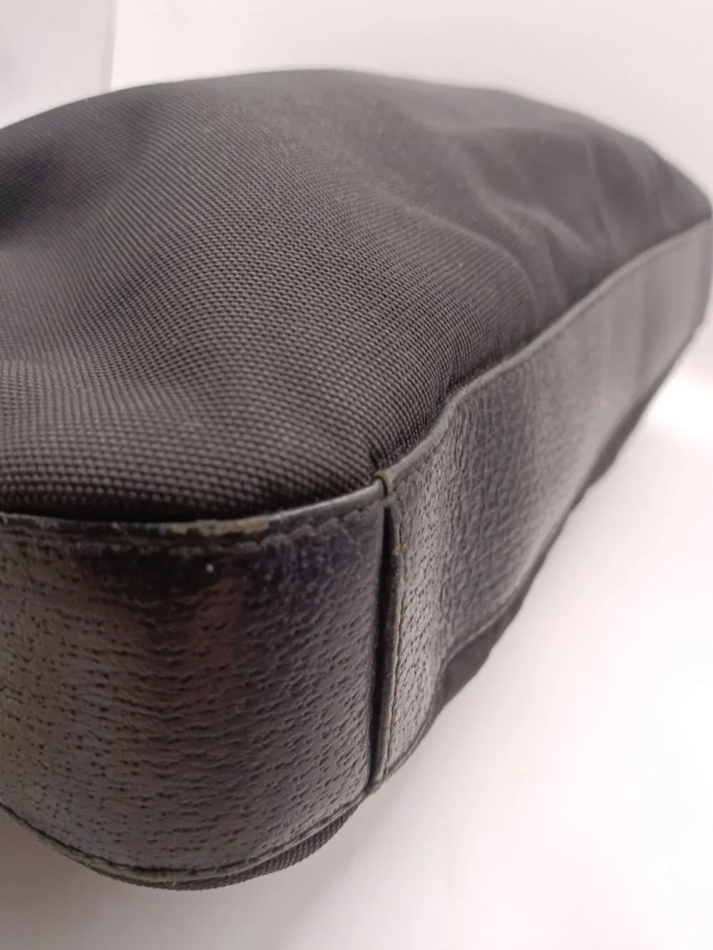 Gucci Black Canvas & Leather Hobo Shoulder Bag Made In Italy